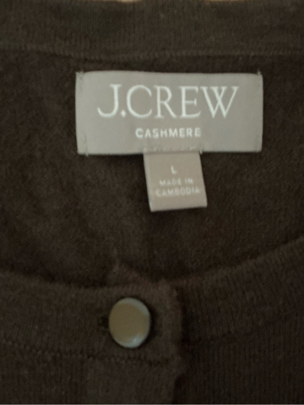 J. Crew Women’s Chocolate Brown 100% Cashmere Cardigan Sweater L - Picture 5 of 7